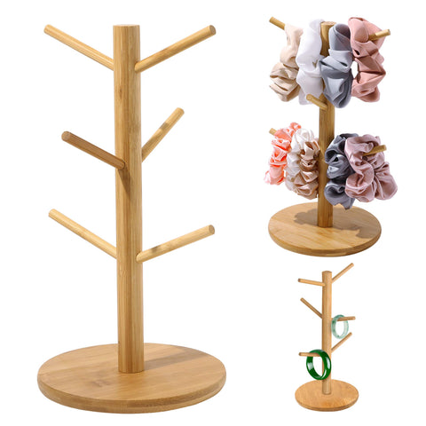Ivyu scrunchie holder stand in bamboo keeps hair ties organized and accessible