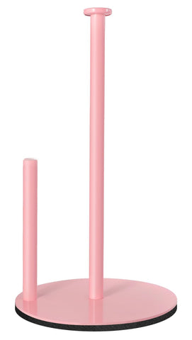 iwapuy pink paper towel holder on countertop with weighted base for stable tearing