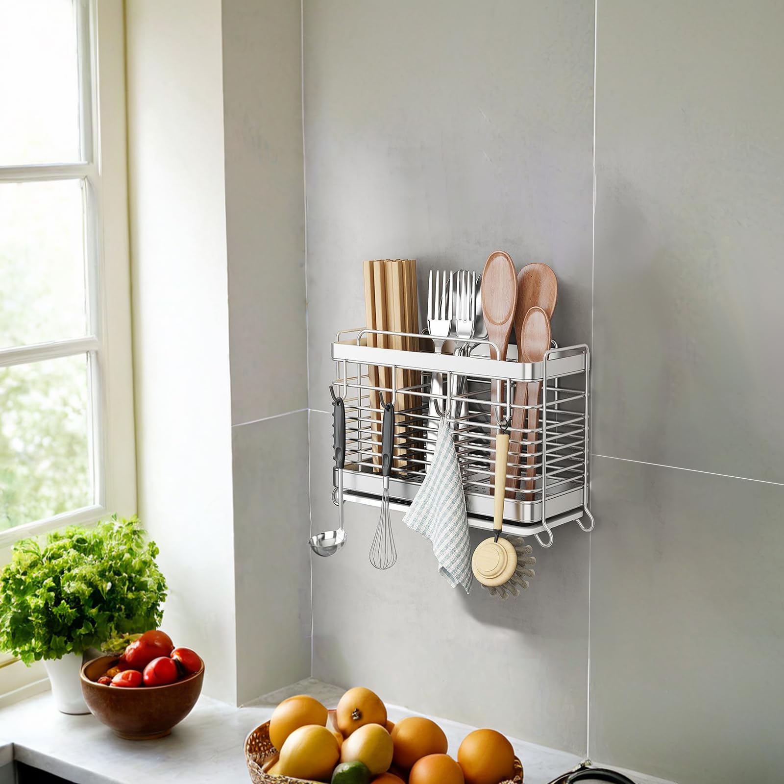 IWNTWY 4-hooks kitchen tool holder for hanging tools and accessories.