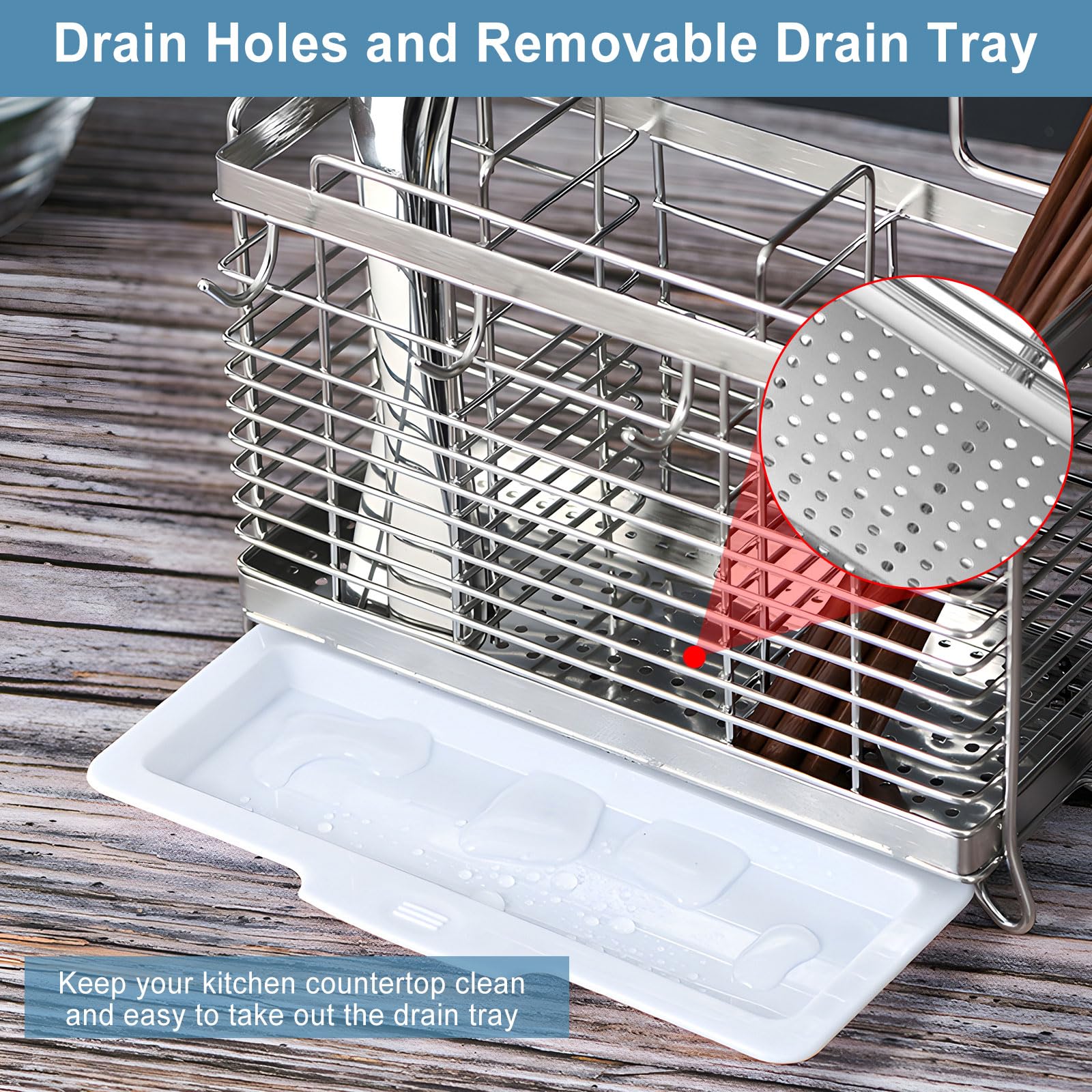 IWNTWY countertop utensil holder keeping spoons and forks within reach.