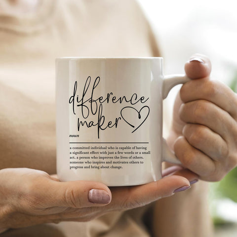 IWXYI Difference Maker Mug ink detail showcases durable print for daily use.