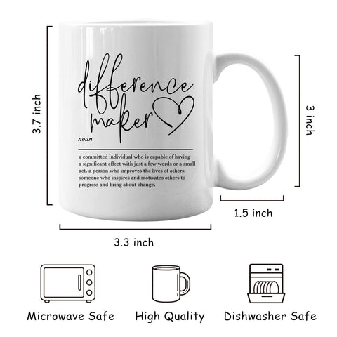 IWXYI Difference Maker Mug lifestyle scene at the morning desk with warm beverage.