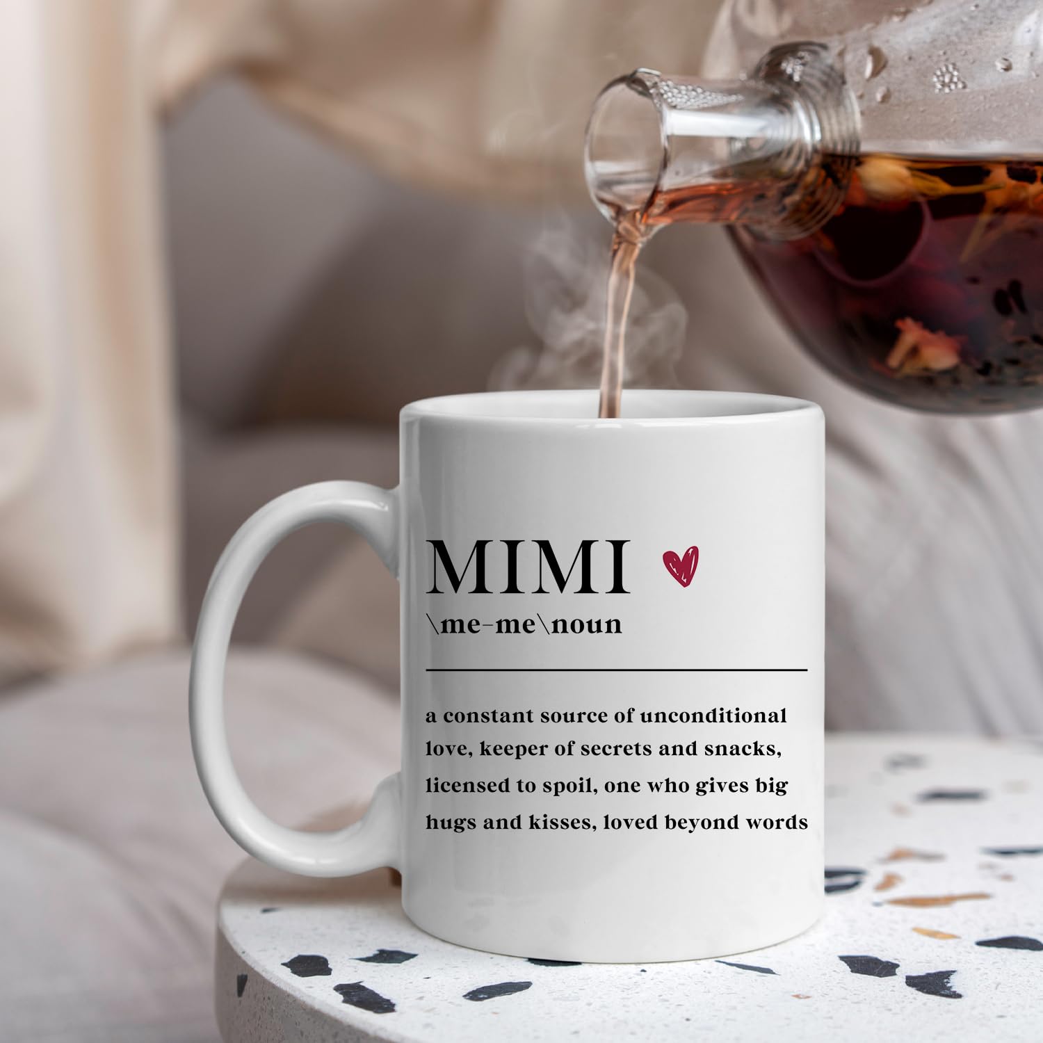 IWXYI Grandma Mimi ceramic mug in bright white with glossy finish.