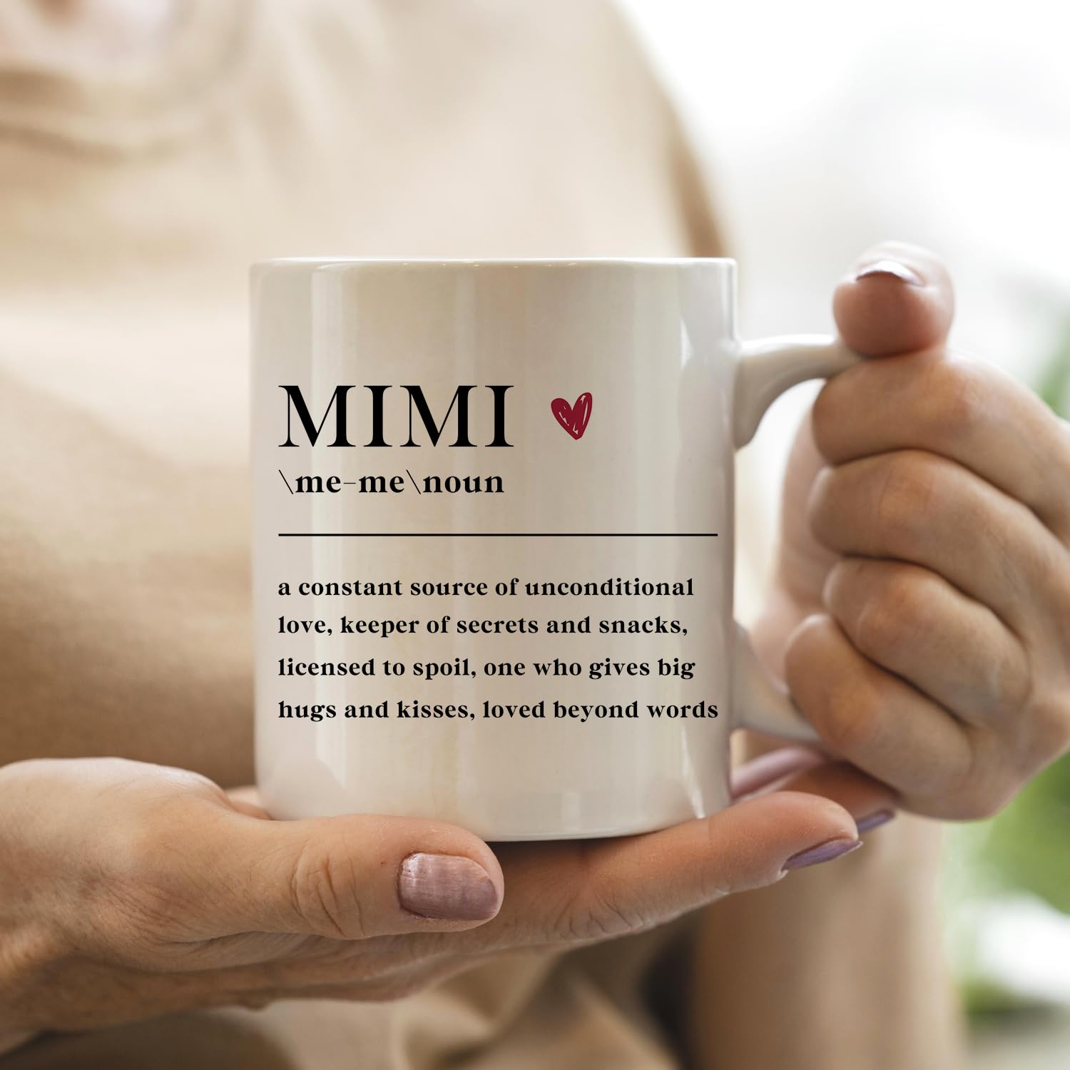 IWXYI Grandma Mimi Definition Mug side handle detail designed for comfortable grip.