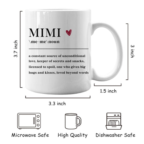 IWXYI Grandma Mimi Definition Mug with reliable 11 oz capacity for beverages.