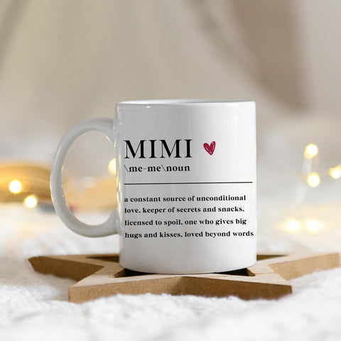 IWXYI Grandma Mimi mug front view highlighting its clean lines and durable glaze.
