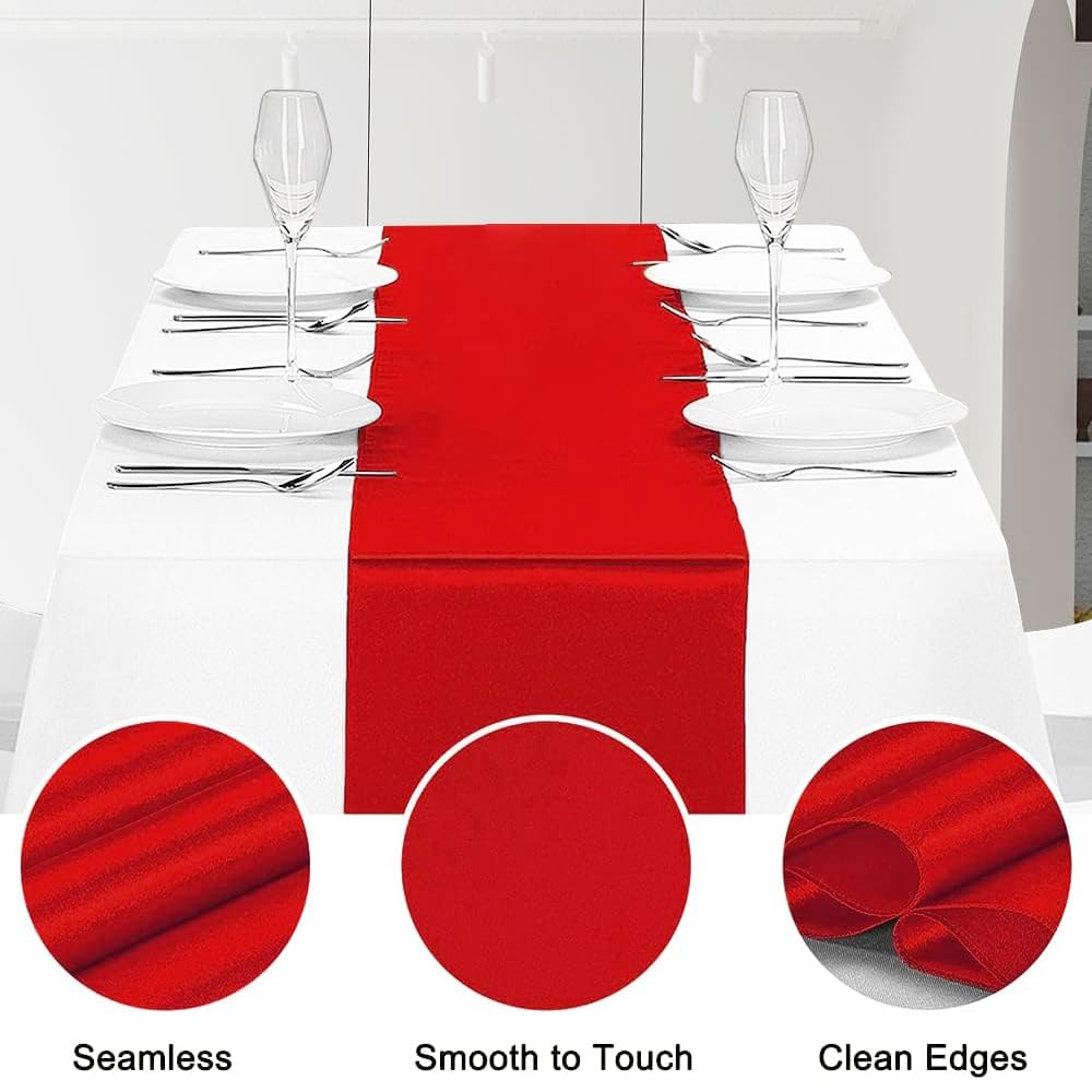 IYARKAI red satin table runner ready for wedding reception tables
