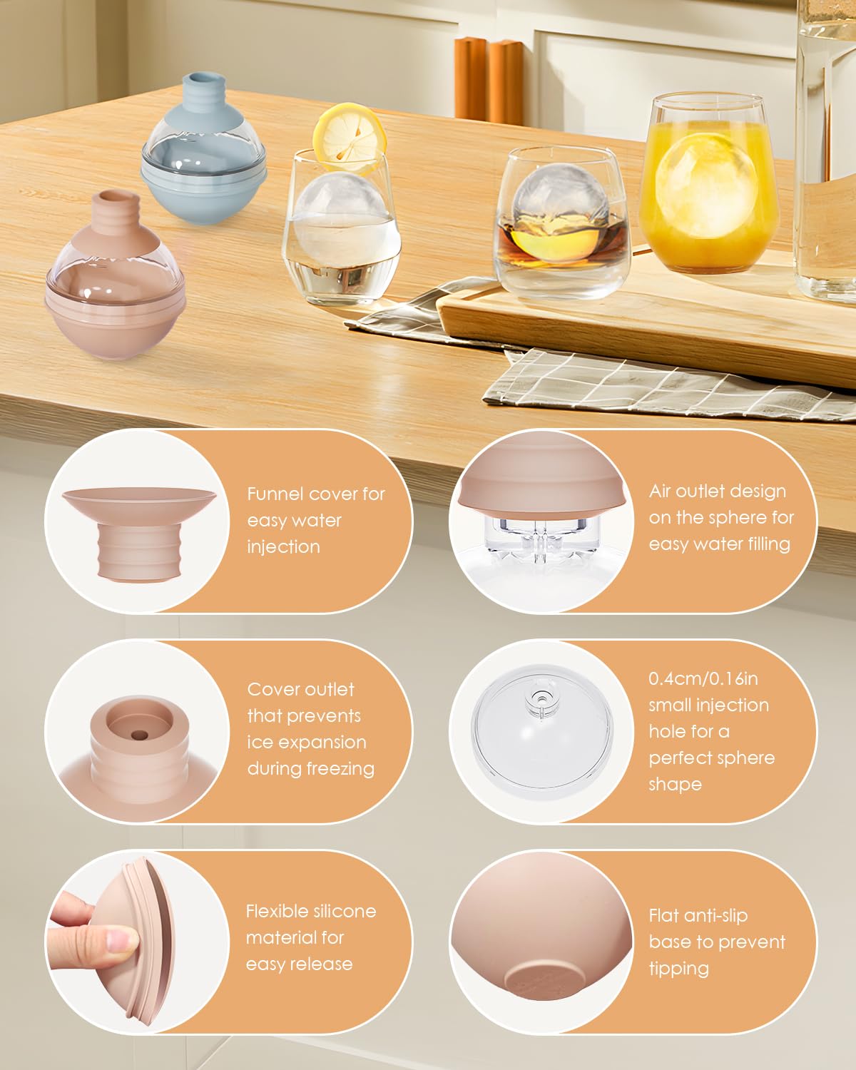 iyes.top large ice ball mold flexible silicone highlights easy release of spheres.