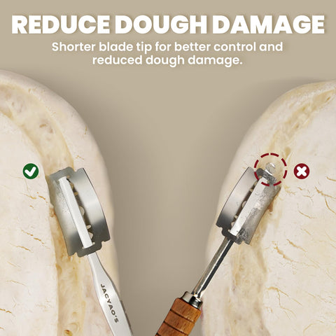 JACYAO'S bread lame ergonomic handle enables comfortable, controlled cuts.