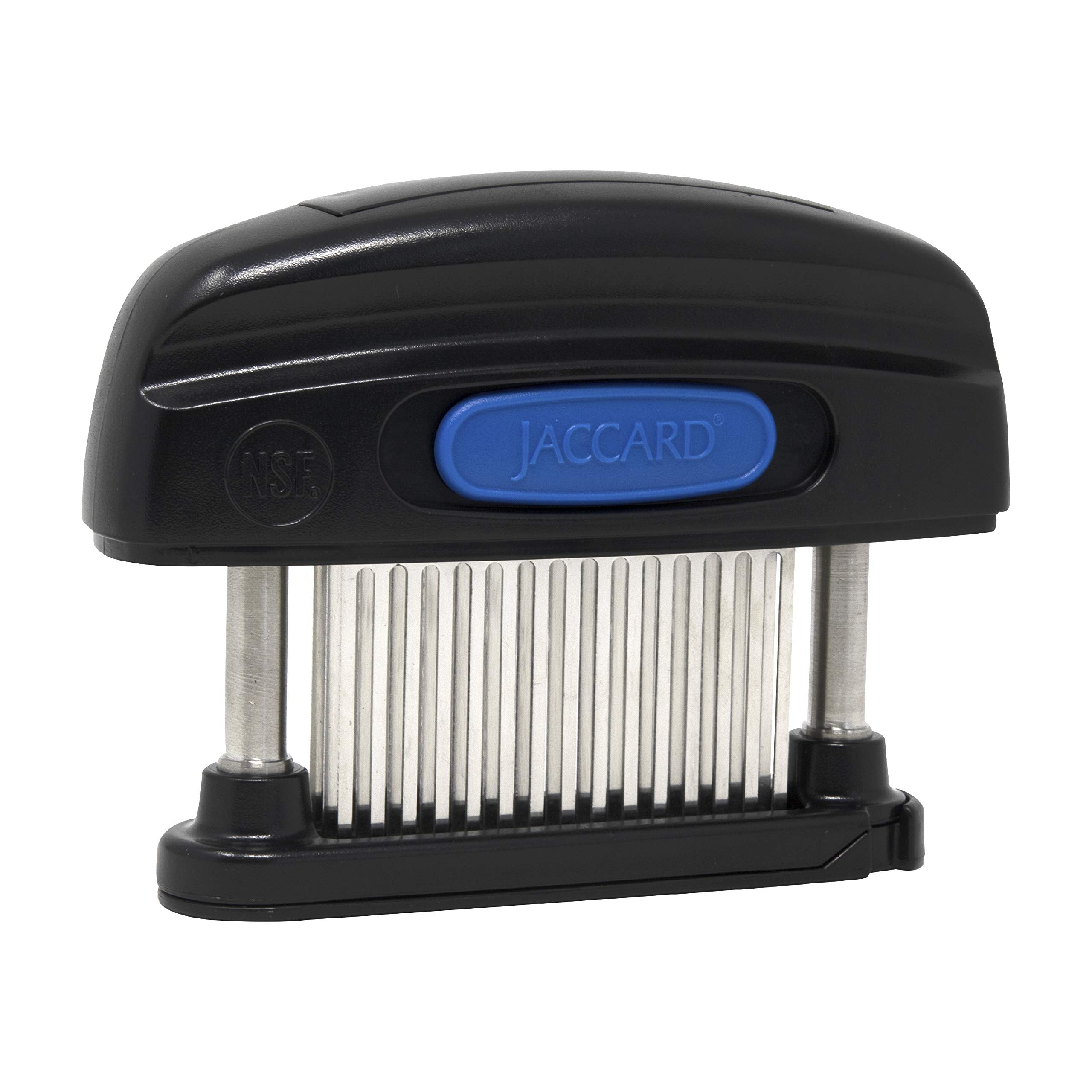 Jaccard 45-Blade Meat Tenderizer front view, compact handheld for quicker prep and deeper marinade absorption.