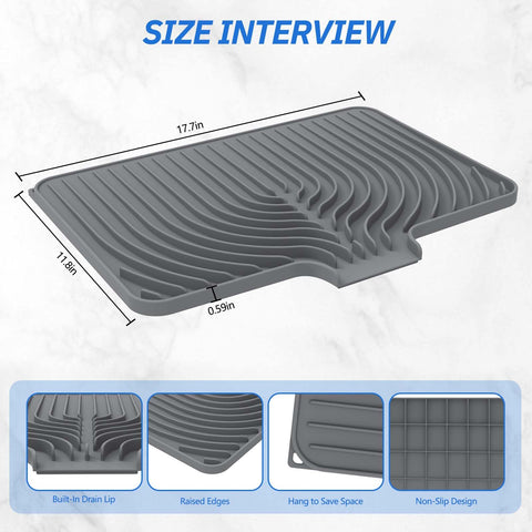 JACZZO dish drying mat diagonal ridges promote airflow for faster drying