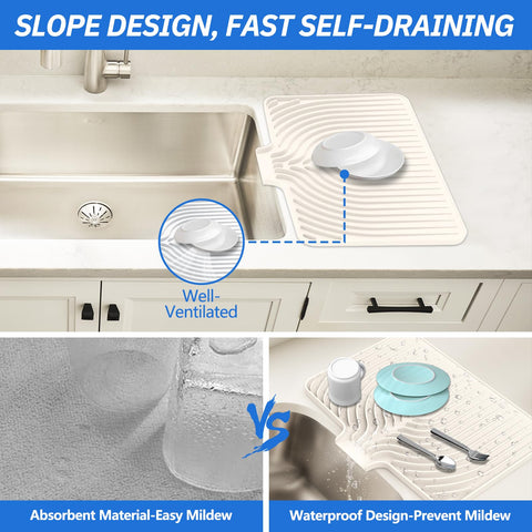 JACZZO dish mat is easy to clean and store with rollable material.