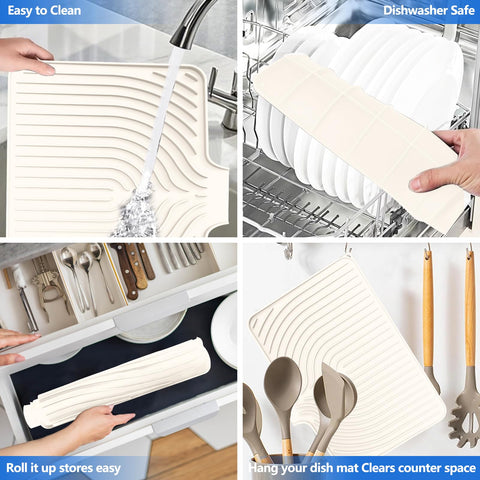 JACZZO mat is heat-resistant up to 450°F to protect countertops.