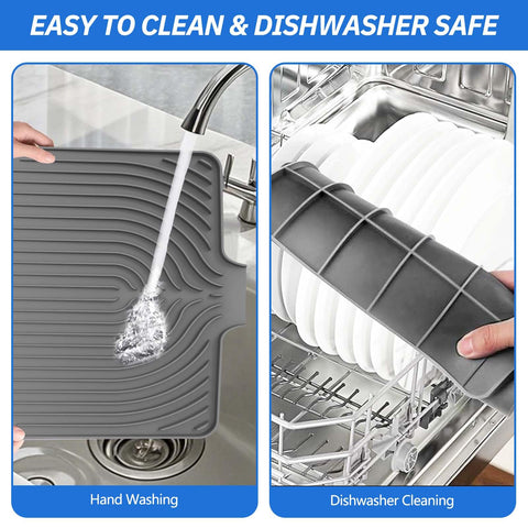 JACZZO dish drying mat is heat resistant up to 450F for hot cookware