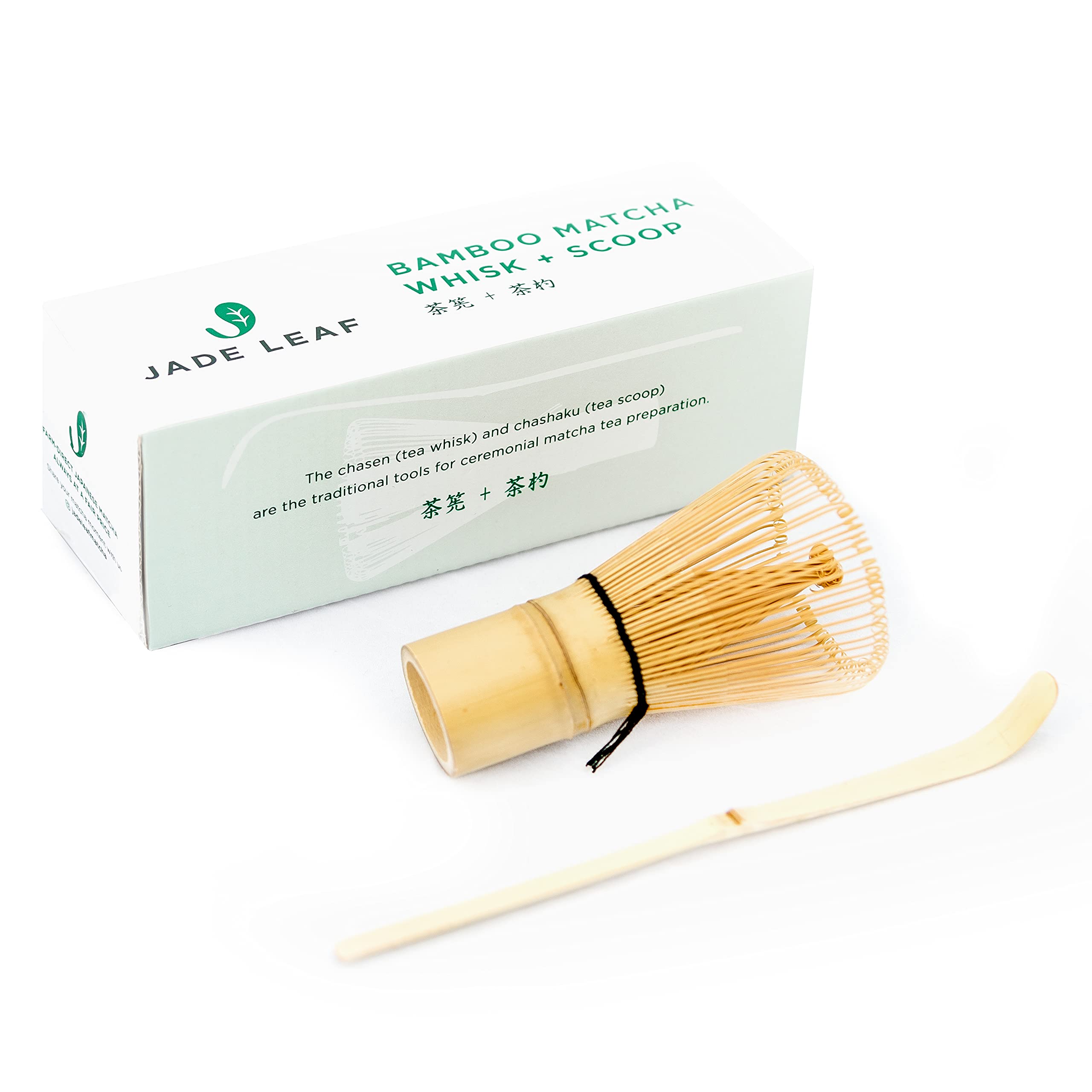 Jade Leaf Matcha chasen close-up showing handcrafted bamboo whisk for smooth prep