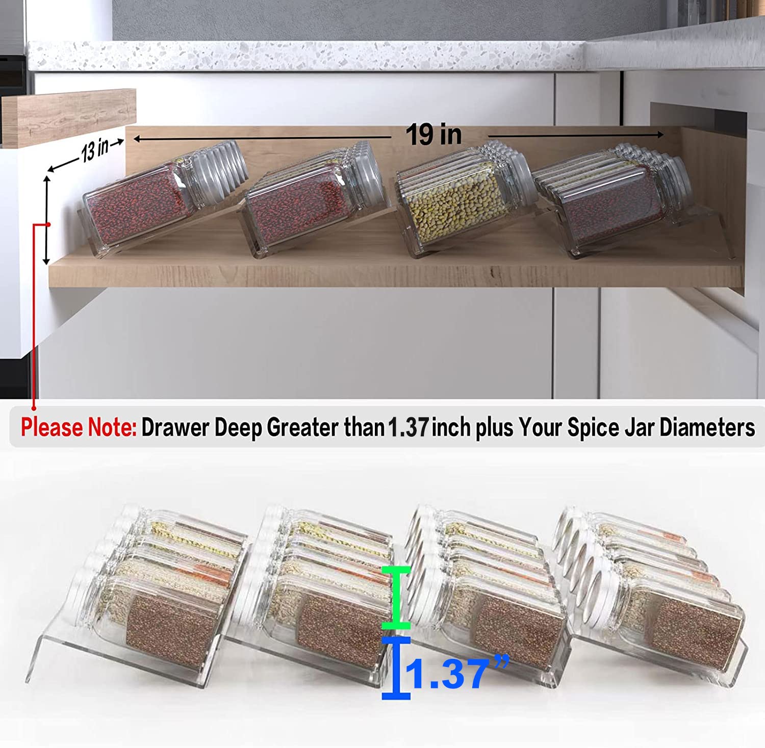 Jadehom 4-layer in-drawer rack makes condiments easy to reach.