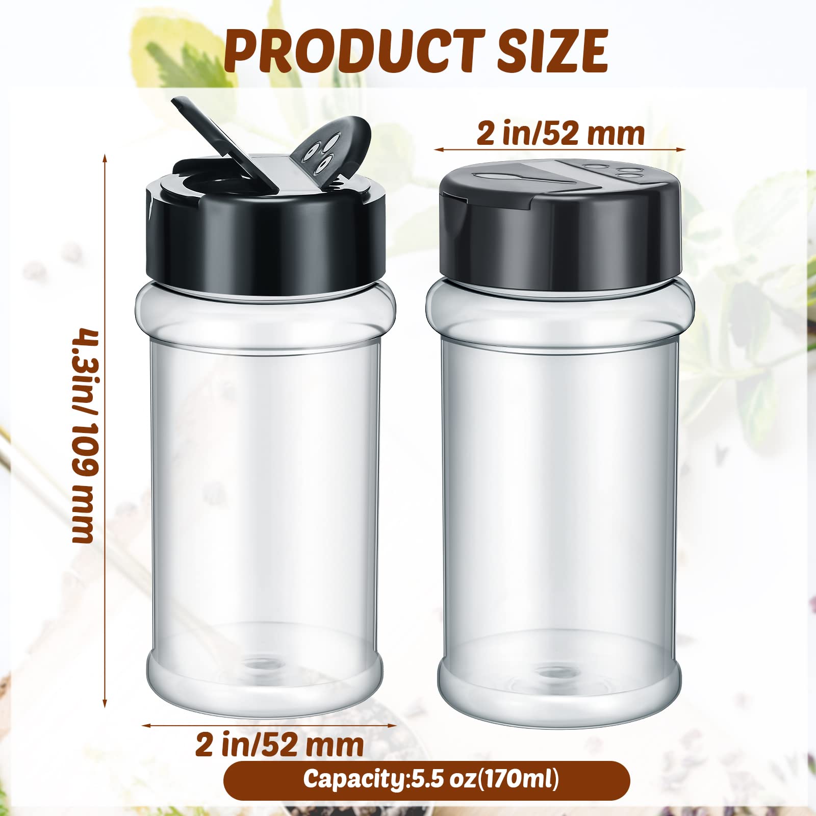 Jadive clear spice containers show contents at a glance for easy organization.