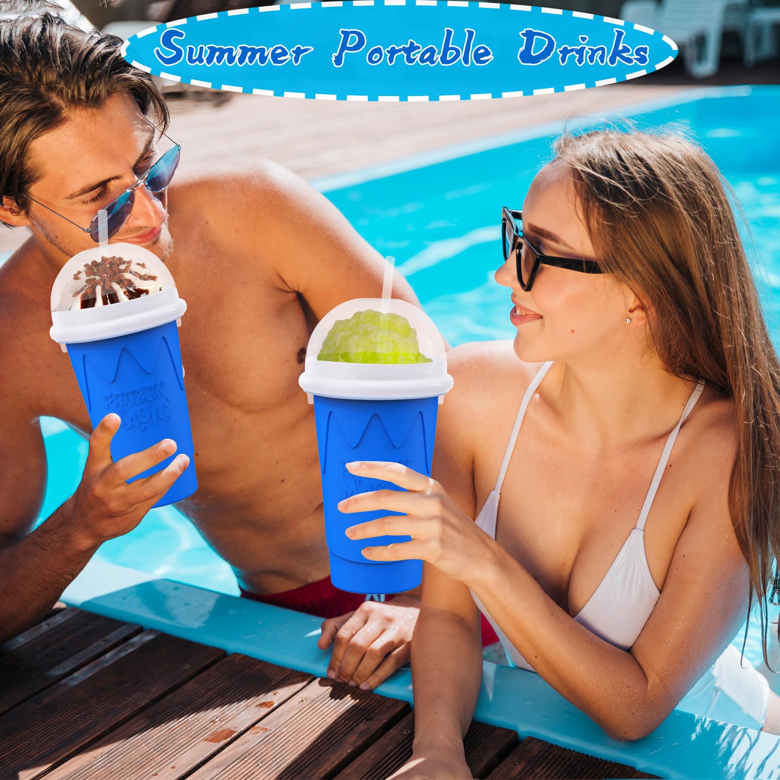 Jairuty 500ML Slushie Cup blue portable cooling cup for multiple settings