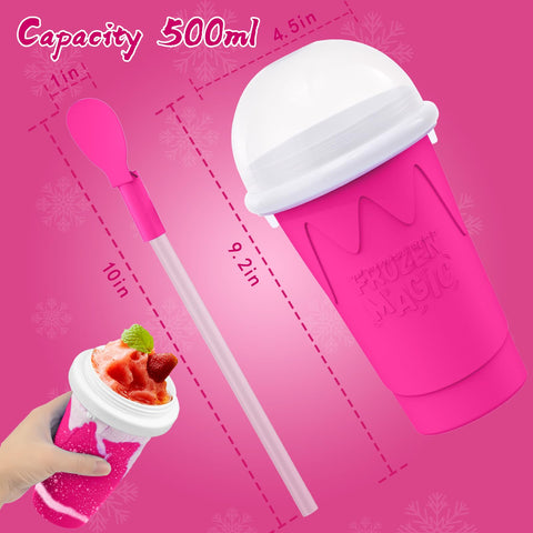 2-in-1 spoon design on Jairuty slushie cup doubles as spoon and straw.