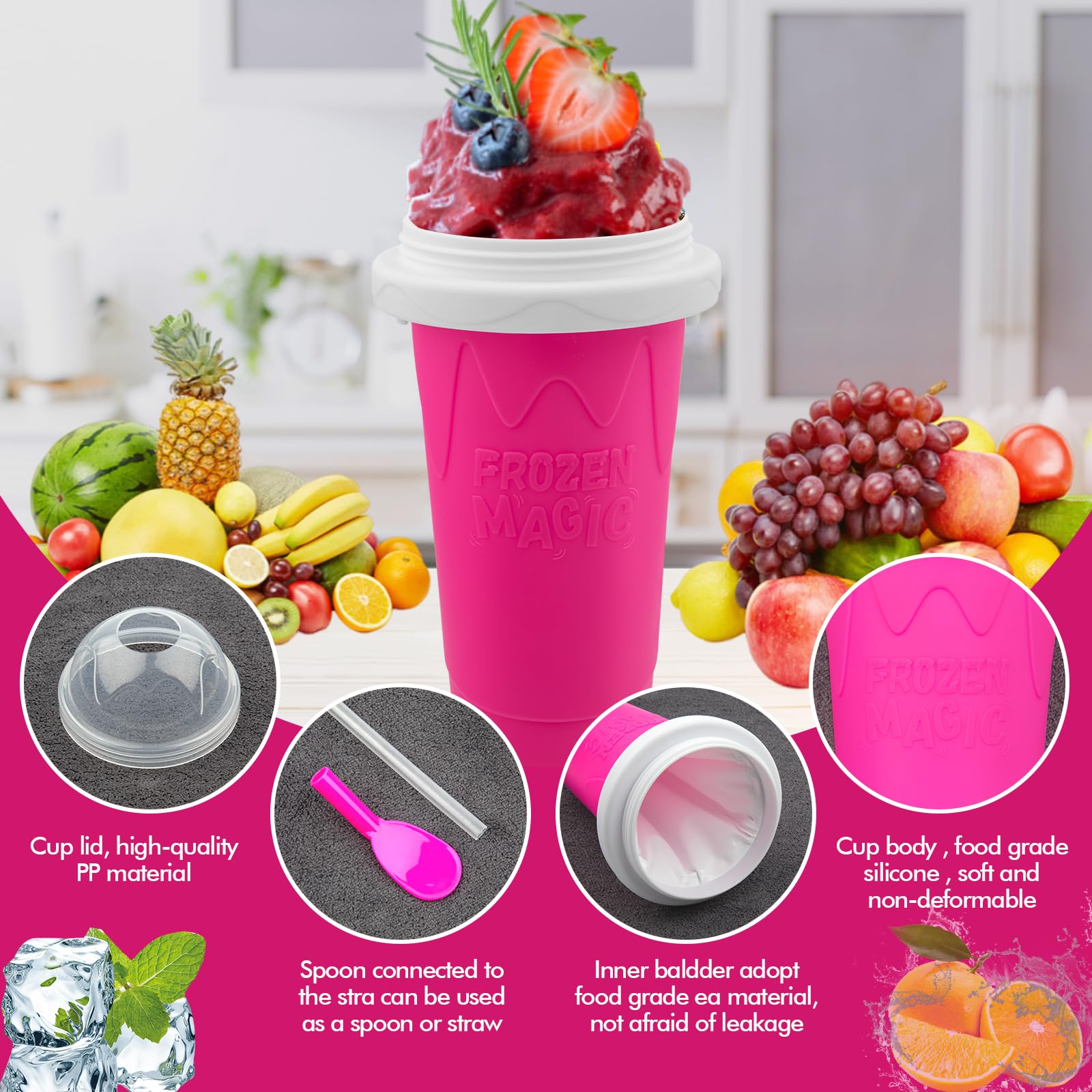 Jairuty Slushie Cup straw-spoon combo simplifies serving guests.
