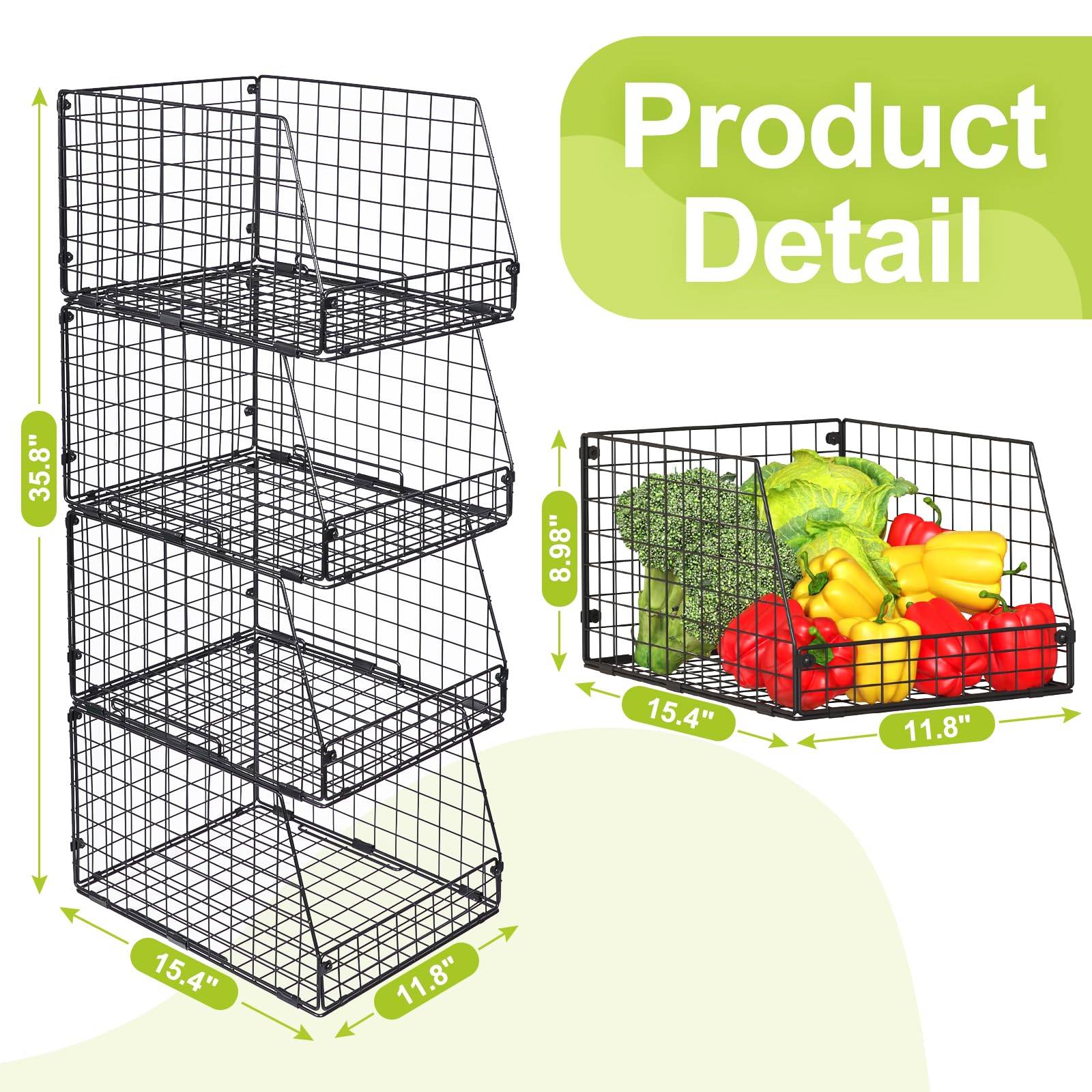 Jakyitvi 4-pack stackable wire basket bathroom or laundry storage.