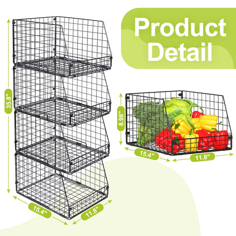 Jakyitvi 4-pack stackable wire basket bathroom or laundry storage.