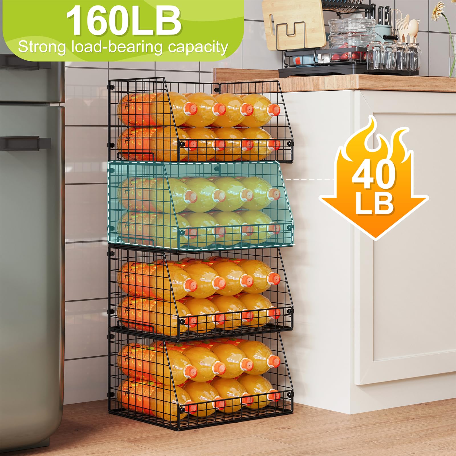 Jakyitvi basket stores fruits and vegetables with ample capacity.