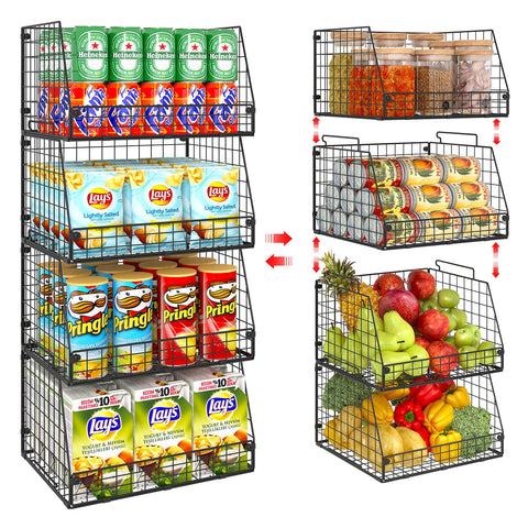 Jakyitvi XXL stackable basket on kitchen counter keeps produce neatly visible.