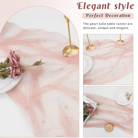 JALANCY dessert table setup featuring dusty pink pearl runner