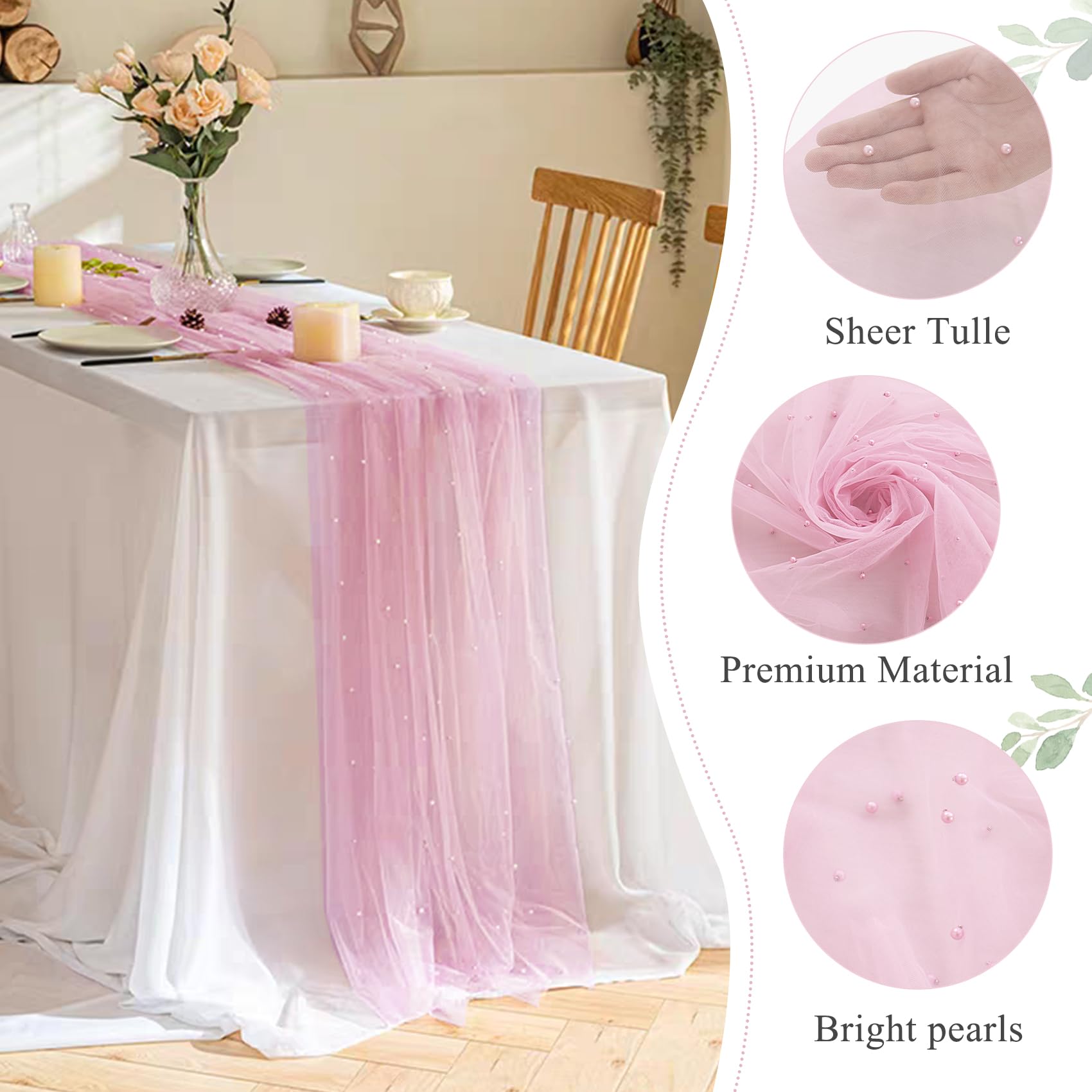 JALANCY bridal shower pearl table runner on a decorated table