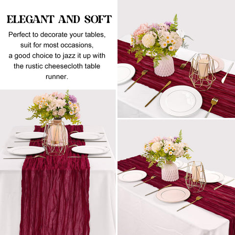 JALANCY gauze runner used as chair sash accents for festive tables.