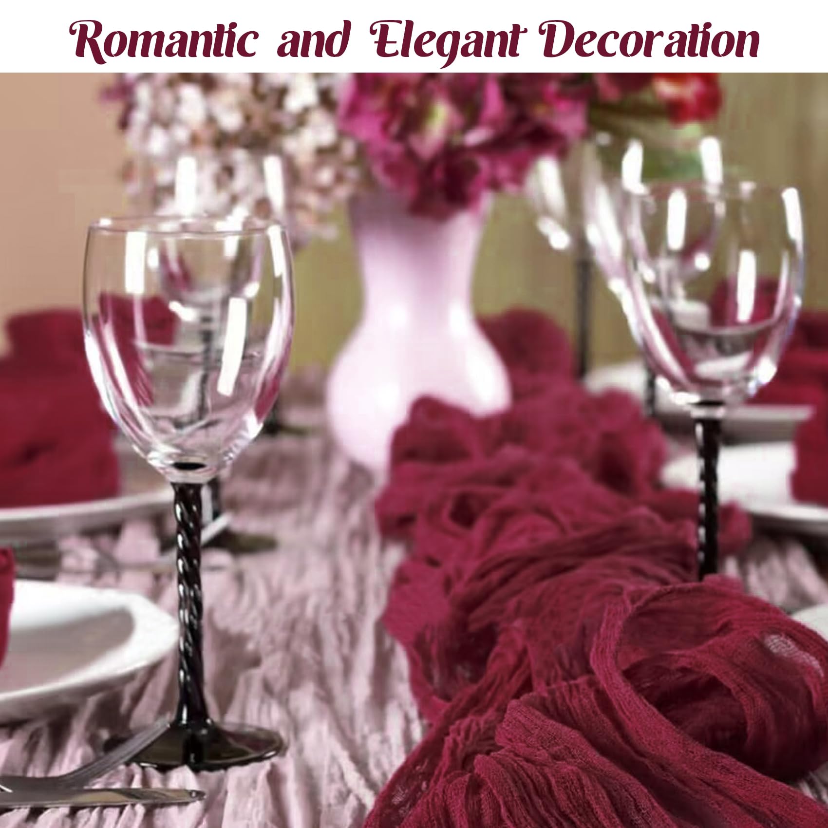 JALANCY 10ft table runner fits rectangle and round tables with drama.