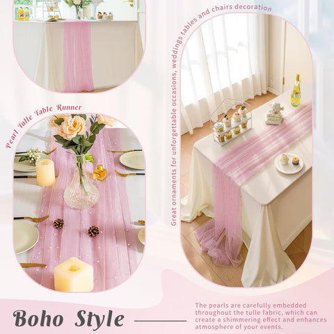 JALANCY pearl table runner styling chairs for event decor