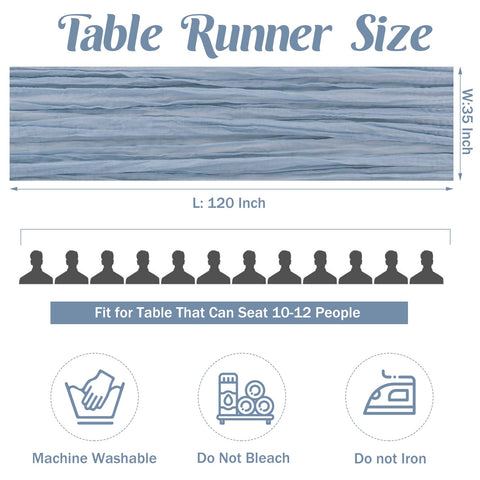 JALANCY dusty blue table runner styled with chairs for charming party decor