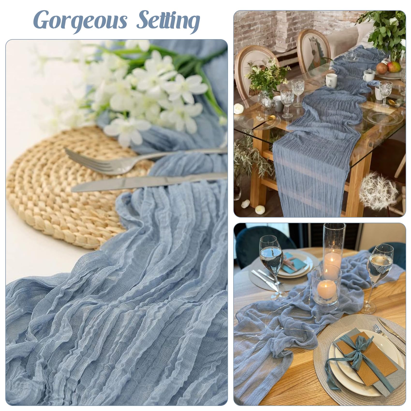 JALANCY dusty blue runners machine washable for easy refresh between events