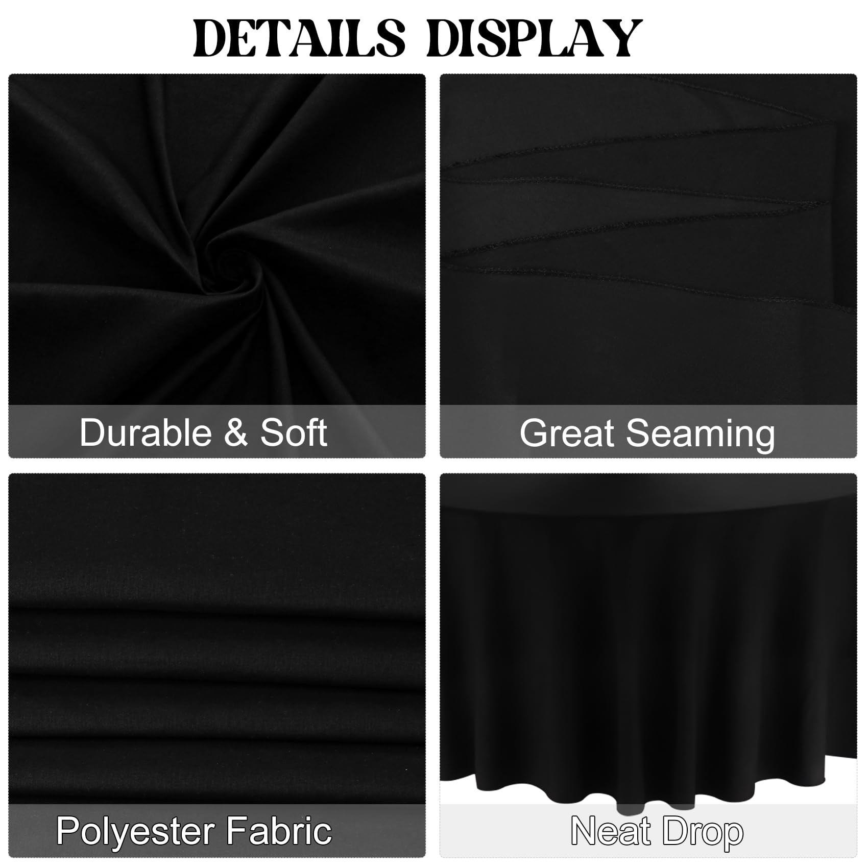JALANCY polyester fabric tablecloth offering durability and reuse.
