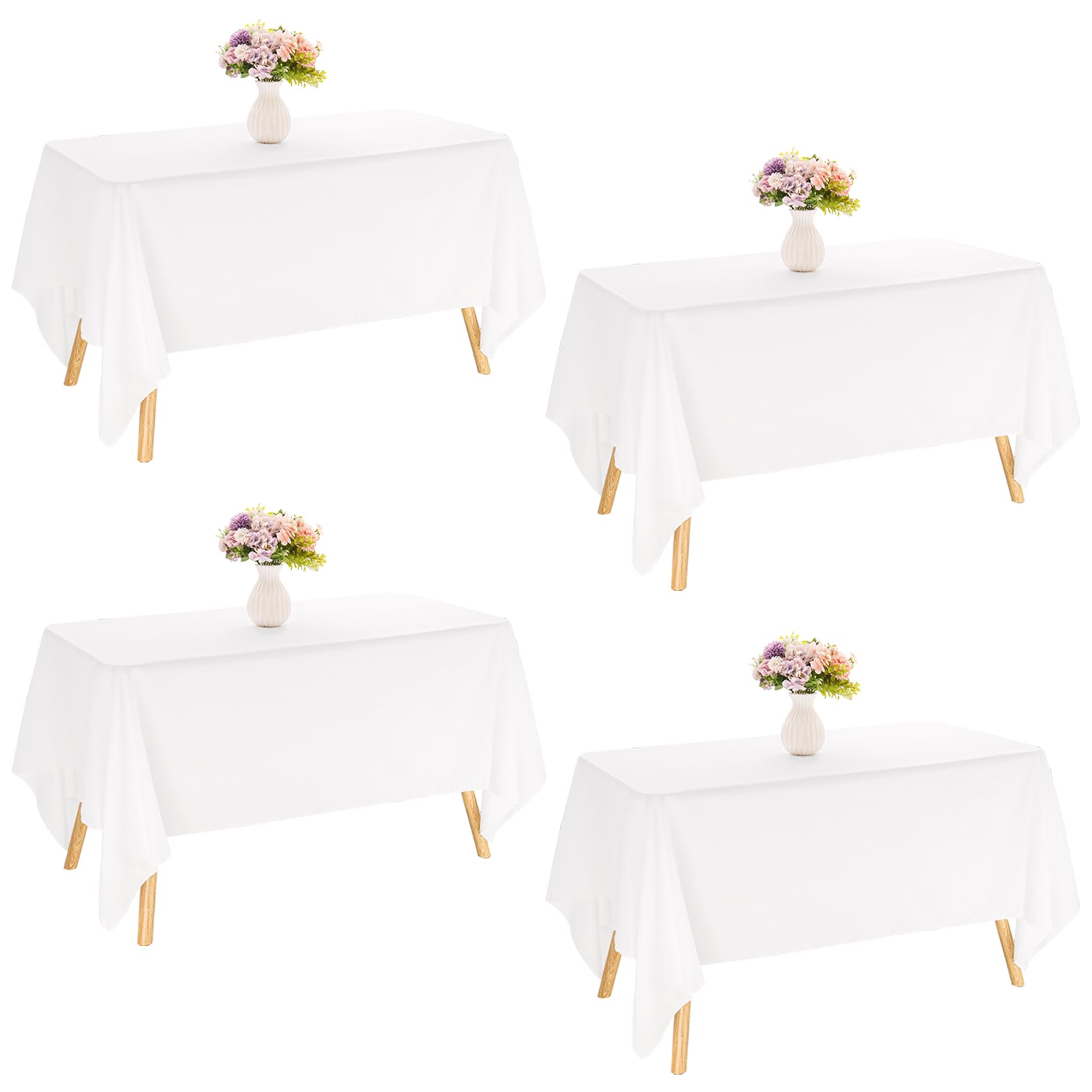 JALANCY rectangle tablecloth 60x102 white draped neatly for elegant dining.