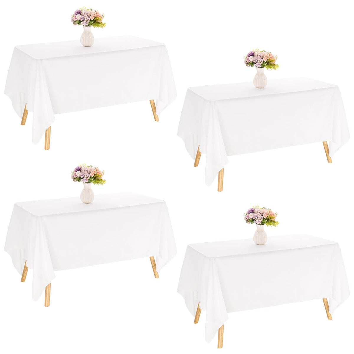 JALANCY rectangle tablecloth 60x102 white draped neatly for elegant dining.