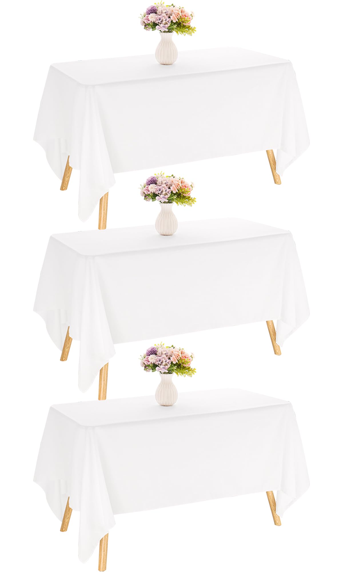 JALANCY rectangle white tablecloth 60x102 inches on a standard 6ft table for quick elegant setup