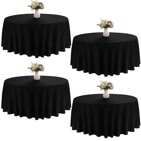 JALANCY round tablecloth 90-inch black and machine washable for easy cleanup.