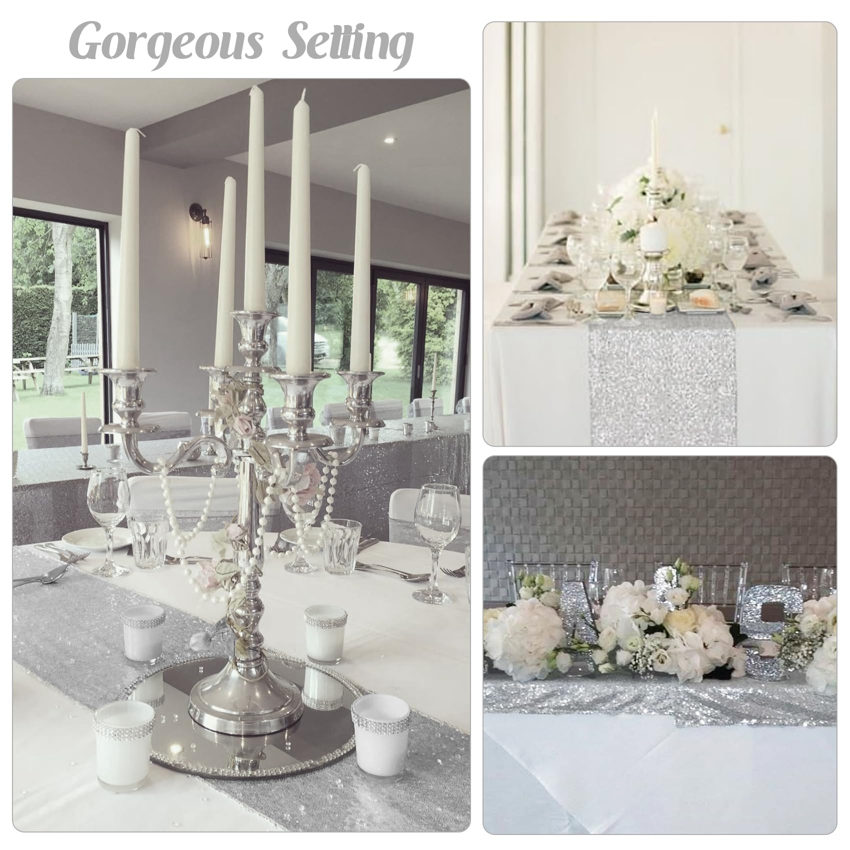JALANCY sequin table runner used as dessert table backdrop