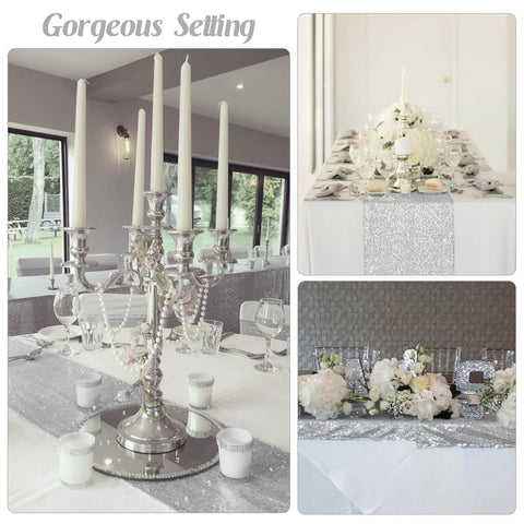 JALANCY sequin table runner used as dessert table backdrop