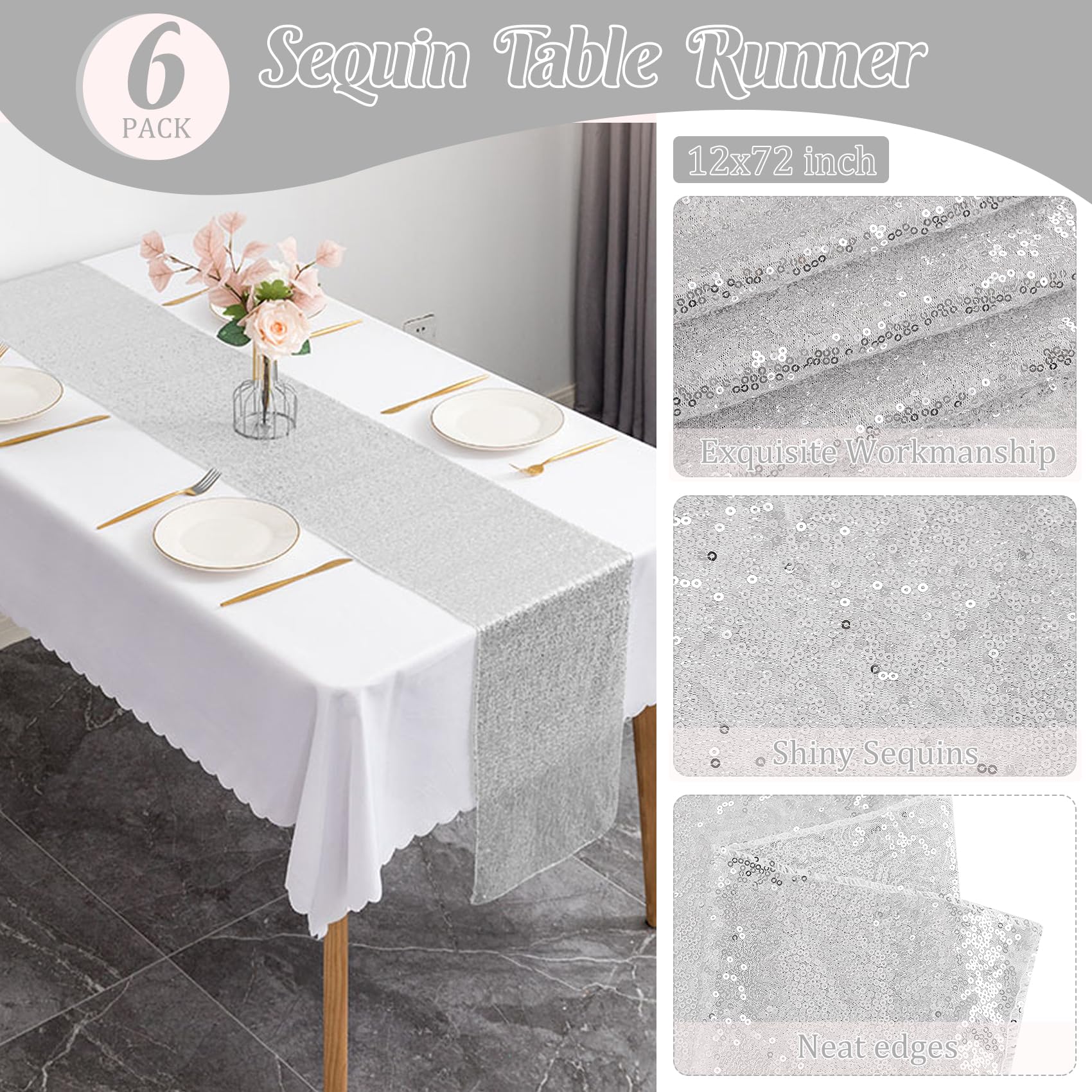 JALANCY sequin table runner for baby shower decor with subtle sparkle