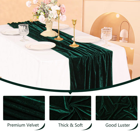 JALANCY velvet runner draped on table enhances centerpiece displays