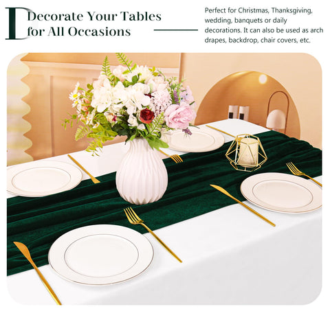 Emerald green JALANCY runner brightens Christmas and Thanksgiving tables