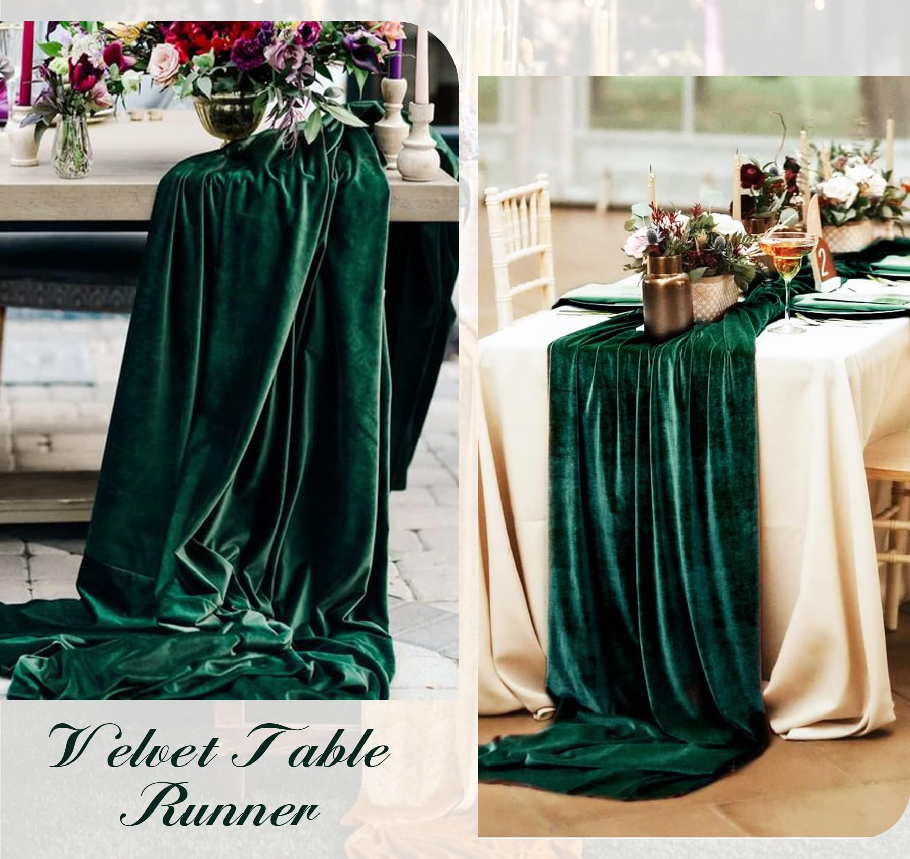 JALANCY 20x120 inch velvet runner fits most 6- to 8-foot tables