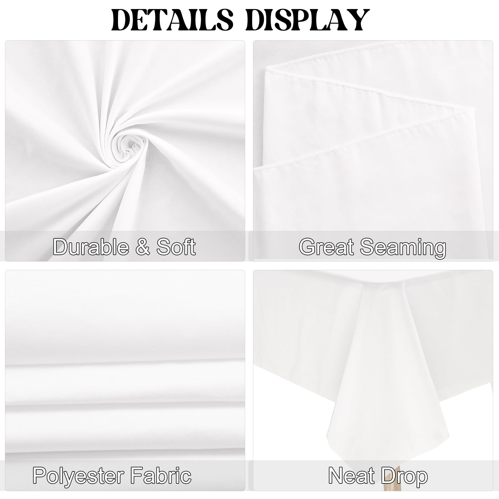 JALANCY wedding tablecloth white creates a timeless backdrop for photos