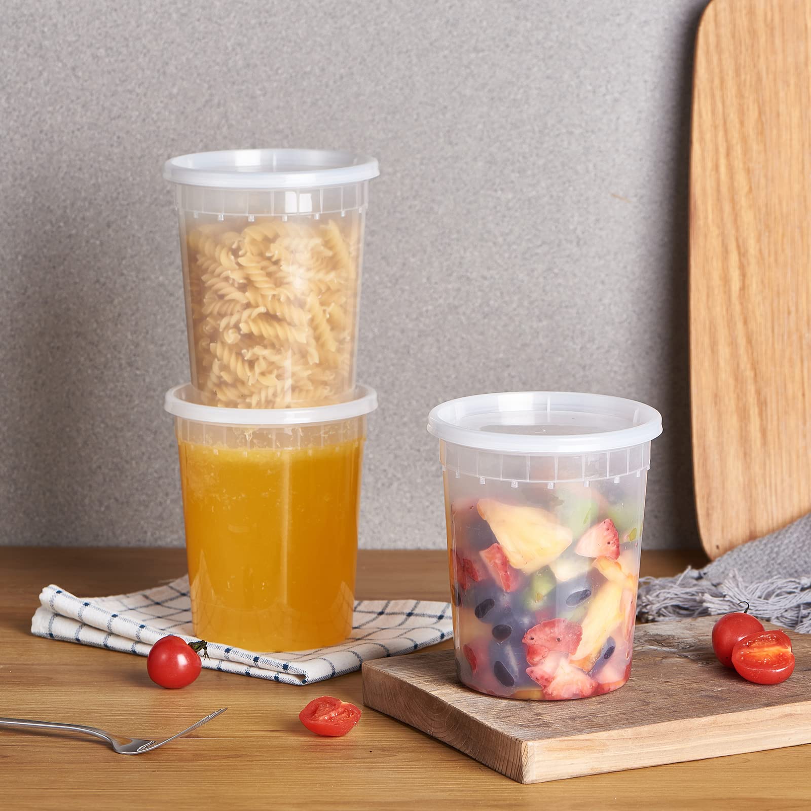 Jaluxing 32 oz deli containers freezer-safe for batch storage