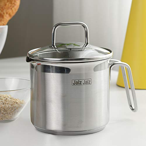Jalzjalz saucepan side view highlighting compact 2-quart size for small-batch recipes