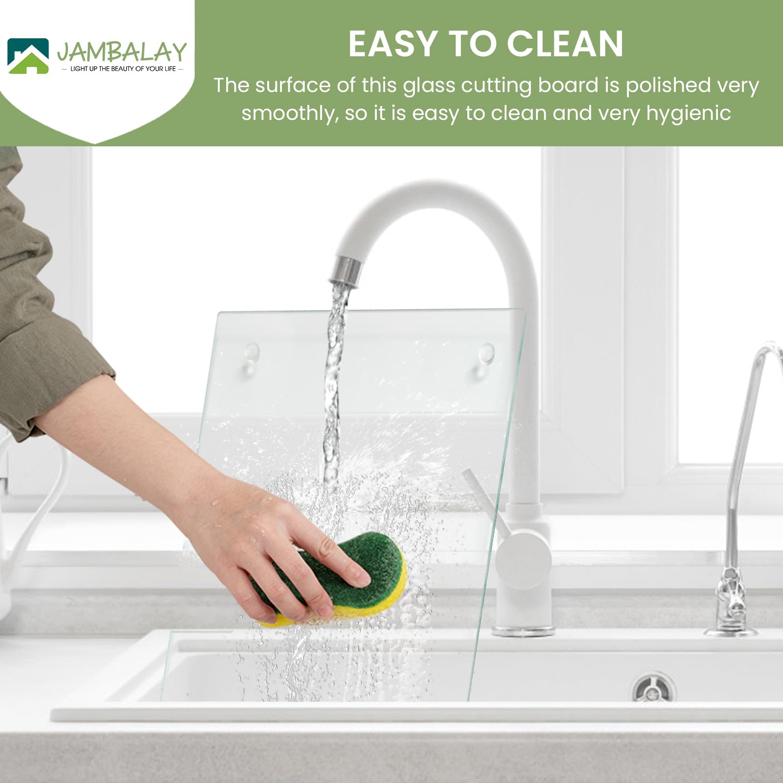 JAMBALAY clear glass board with polished edges for safe use